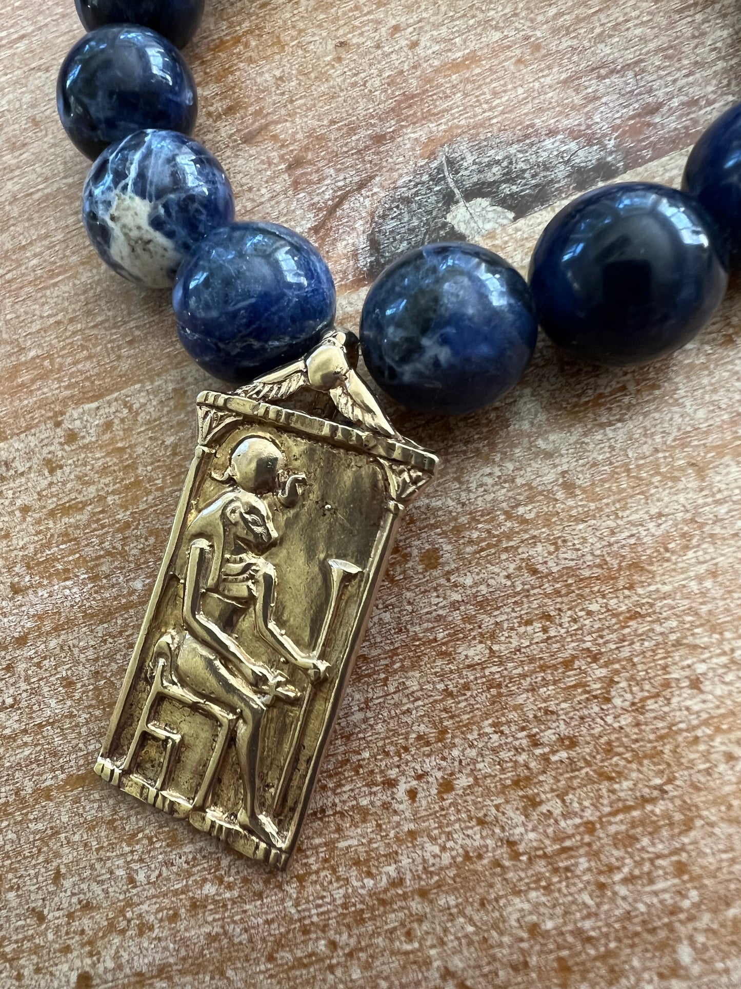 Goddess Sekhmet Sodalite Gemstone Bracelet